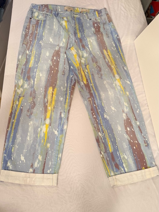 LOGO by Lori Goldstein Denim - Women’s Multicolor Painted Stripe Capri Jeans